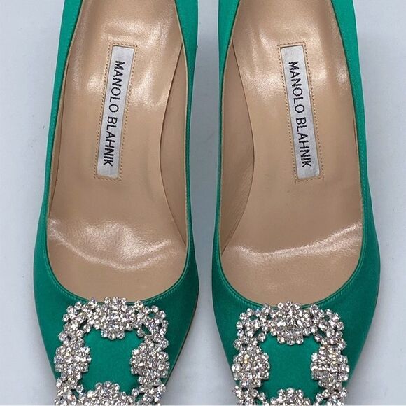 Manolo Blahnik Hangisi 70MM Embellished Satin Pumps size 36.5 - Picture 3 of 12